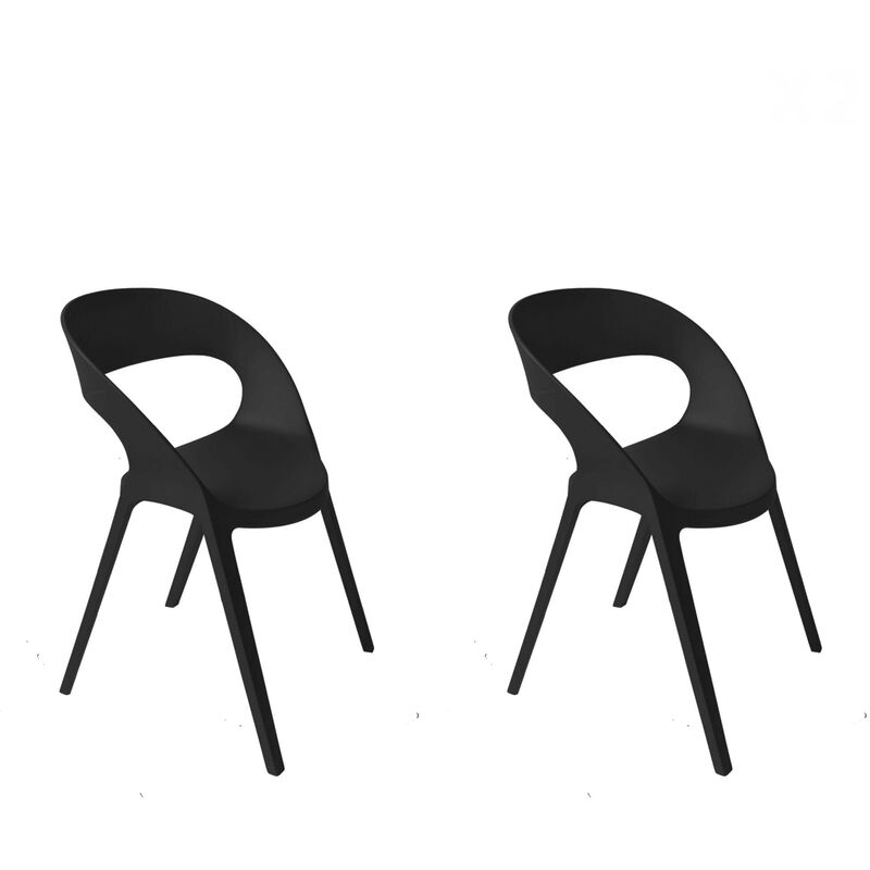

set de 2 sillas de diseño Carla para interior, exterior, jardín - color negro - Resol