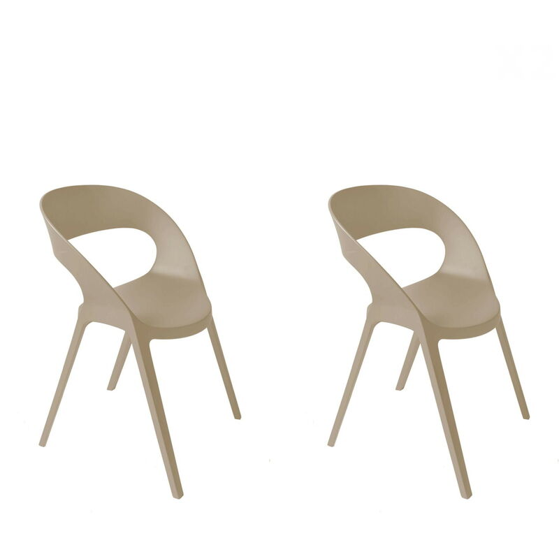 

set de 2 sillas de diseño Carla para interior, exterior, jardín - color arena - Resol