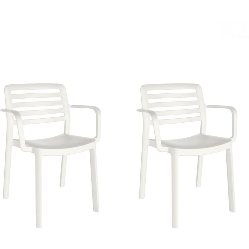 

set de 2 sillas con brazos de diseño Wind para interior, exterior, jardín - color blanco - Resol