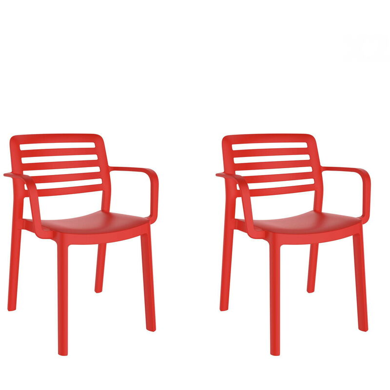 

set de 2 sillas con brazos de diseño Wind para interior, exterior, jardín - color rojo - Resol