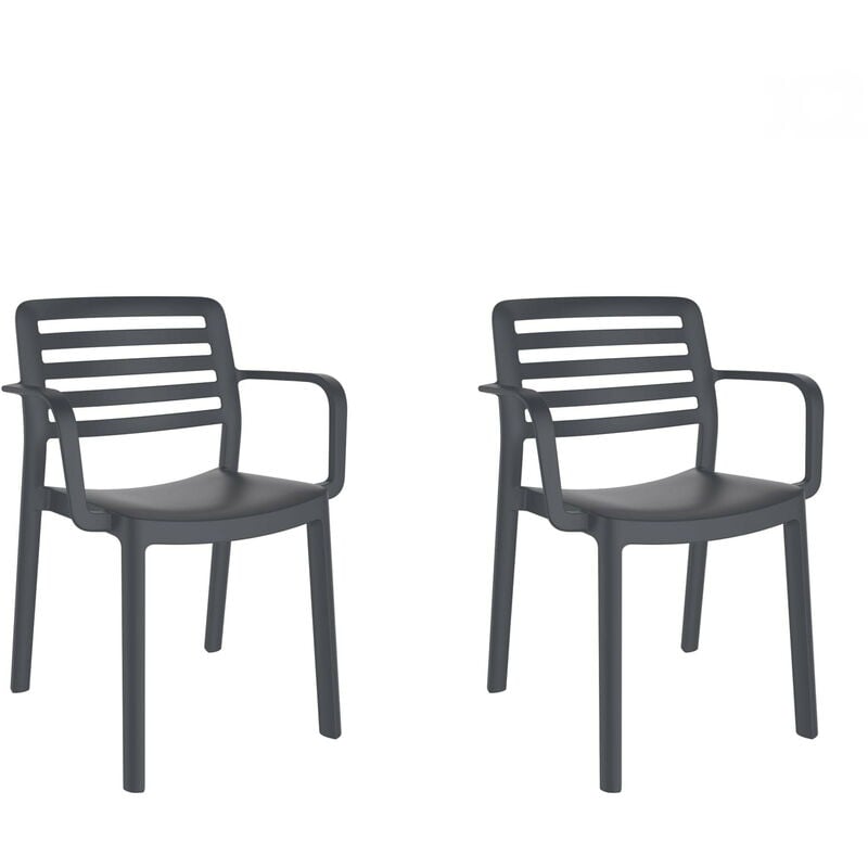 

set de 2 sillas con brazos de diseño Wind para interior, exterior, jardín - color gris oscuro - Resol
