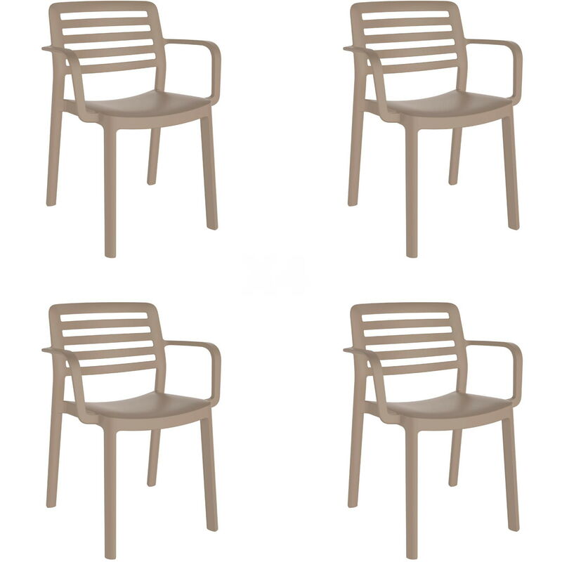 

set de 4 sillas con brazos de diseño Wind para interior, exterior, jardín - color arena - Resol