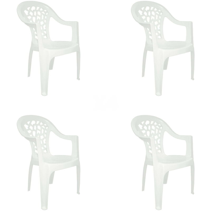 

set de 4 sillones de jardín exterior Inca - color blanco - Resol