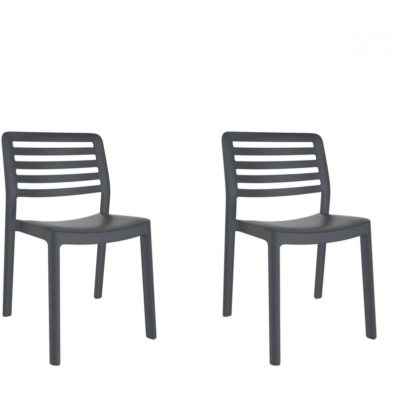 

set de 2 sillas de diseño Wind para interior, exterior, jardín - color gris oscuro - Resol