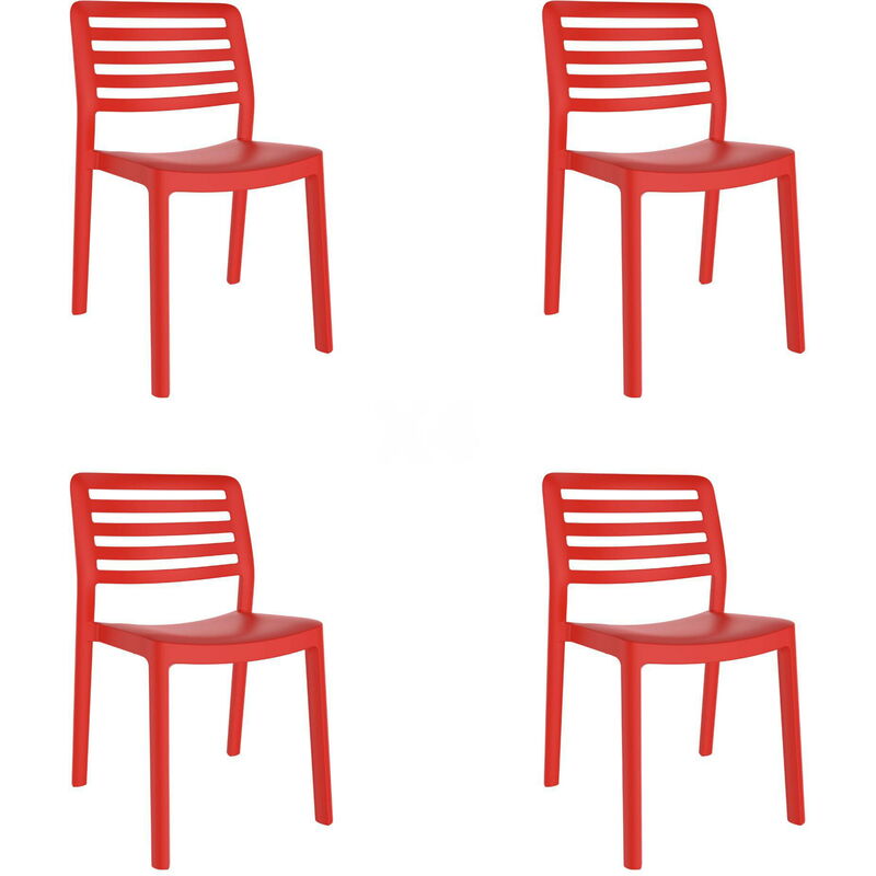 

set de 4 sillas de diseño Wind para interior, exterior, jardín - color rojo - Resol