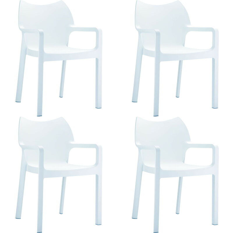 

set de 4 sillas de diseño Diva para interior, exterior, jardín - color blanco - Resol