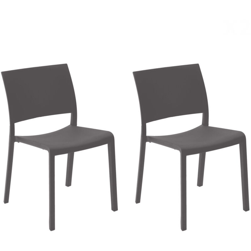 

set de 2 sillas de diseño Fiona para interior, exterior, jardín - color gris oscuro - Resol