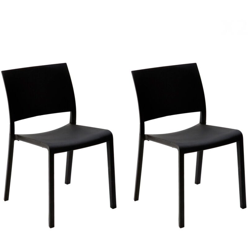 

set de 2 sillas de diseño Fiona para interior, exterior, jardín - color negro - Resol