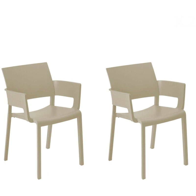 

set de 2 sillas con brazos de diseño Fiona para interior, exterior, jardín - color arena - Resol