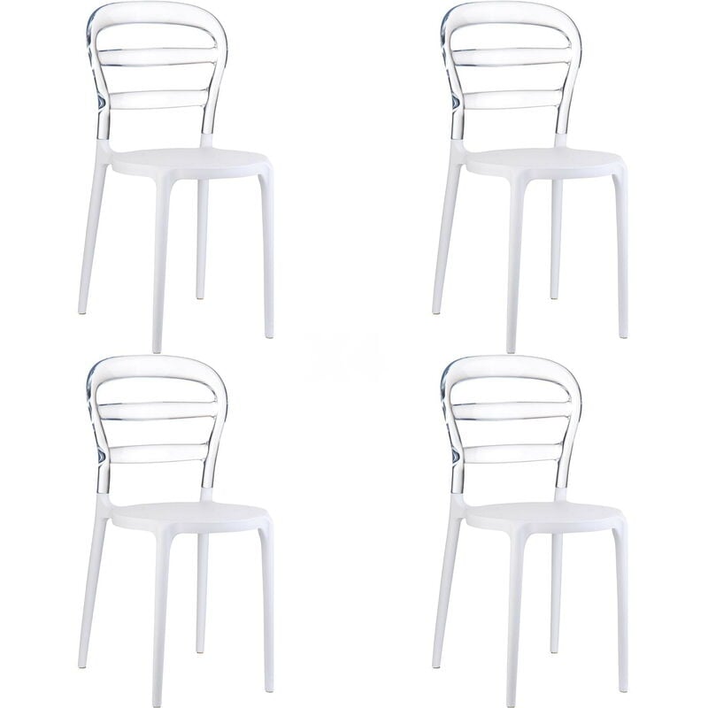 

set de 4 sillas de diseño Frappé para interior - color transparente-blanco - Resol