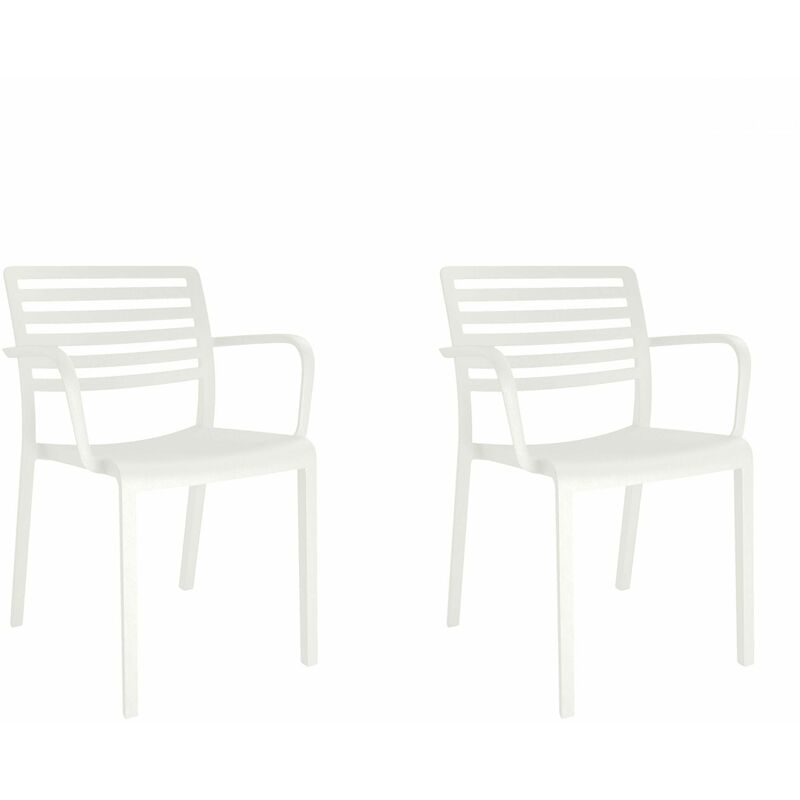 

set de 2 sillas con brazos de diseño Lama para interior, exterior, jardín - color blanco - Resol