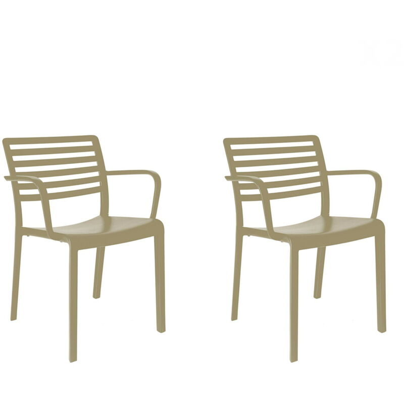 

set de 2 sillas con brazos de diseño Lama para interior, exterior, jardín - color arena - Resol