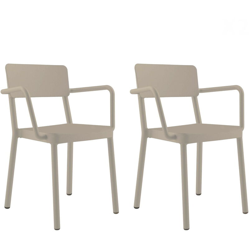 

set de 2 sillas con brazos de diseño Lisboa para interior, exterior, jardín - color arena - Resol