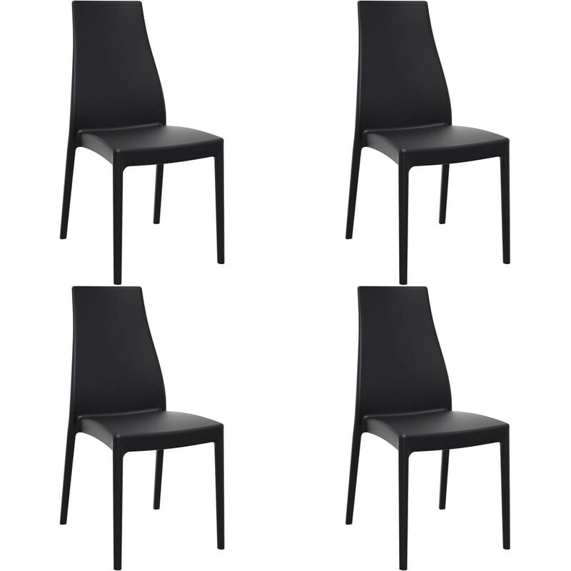 

set de 4 sillas de diseño Miranda para interior, exterior, jardín - color negro - Resol