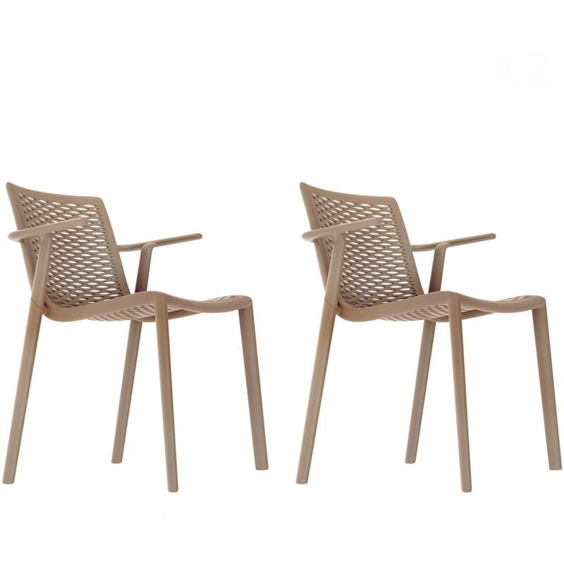 

set de 2 sillas con brazos de diseño Net-Kat para interior, exterior, jardín - color arena - Resol