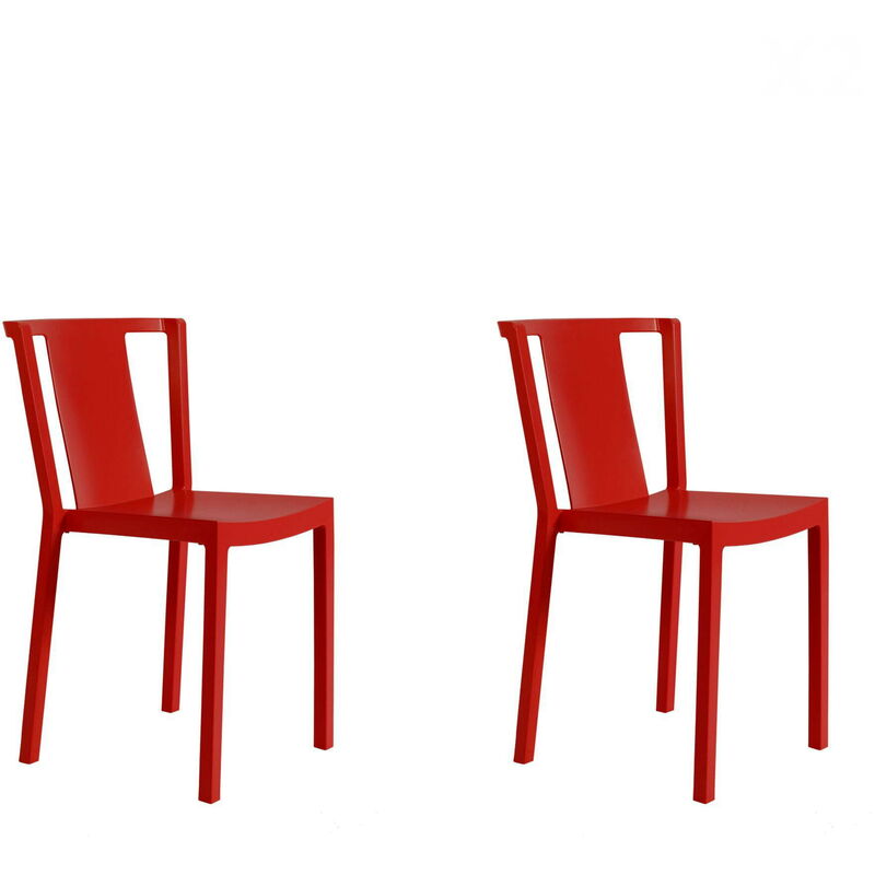 

set de 2 sillas de diseño Neutra para interior, exterior, jardín - color rojo - Resol
