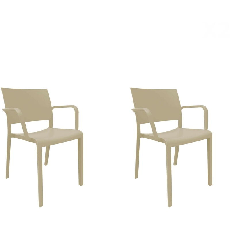

set de 2 sillas con brazos de diseño New Fiona para interior, exterior, jardín - color arena - Resol