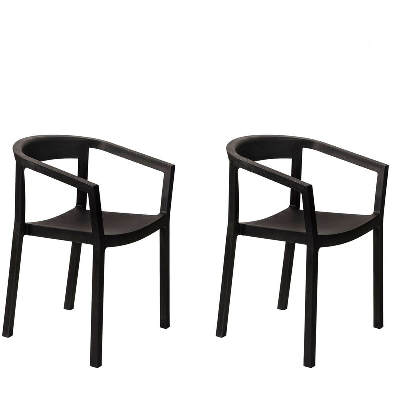 

set de 2 sillas de diseño Peach para interior, exterior, jardín - color negro - Resol