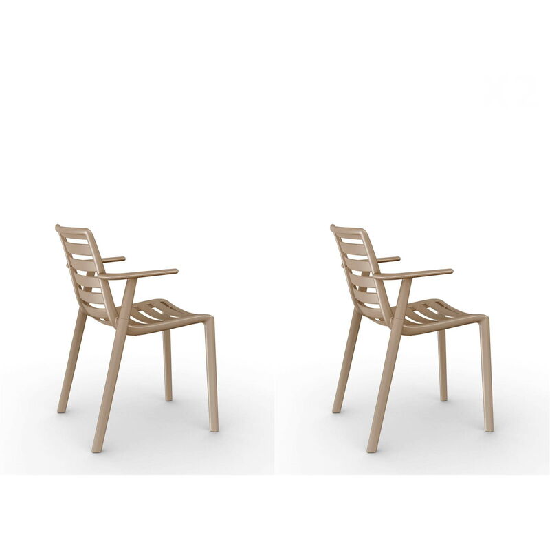 

set de 2 sillas con brazos de diseño Slatkat para interior, exterior, jardín - color arena - Resol