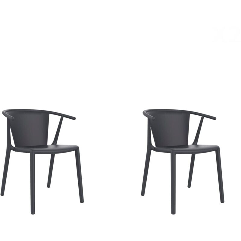 

set de 2 sillas de diseño Steely para interior, exterior, jardín - color gris oscuro - Resol