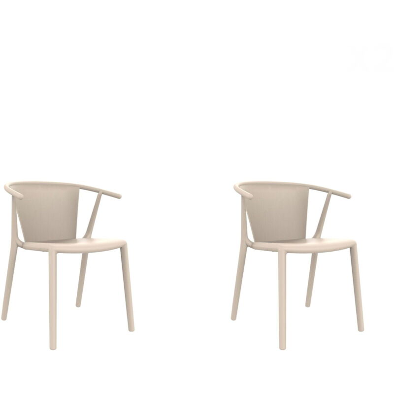 

set de 2 sillas de diseño Steely para interior, exterior, jardín - color marfil - Resol