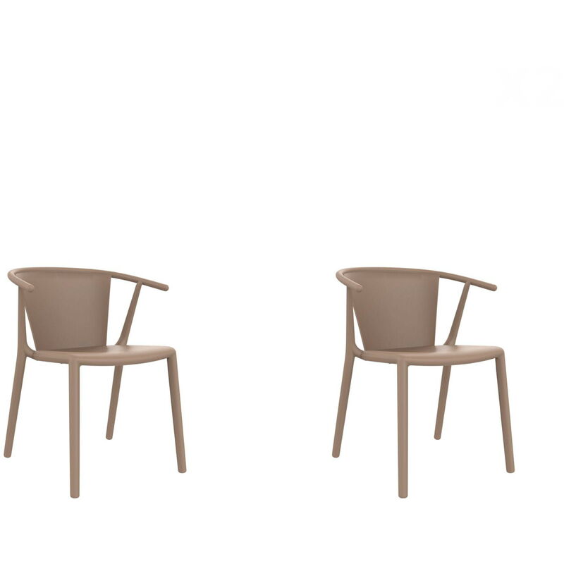 

set de 2 sillas de diseño Steely para interior, exterior, jardín - color arena - Resol