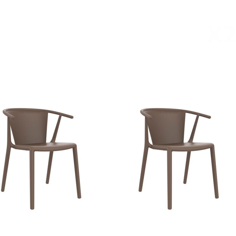 

set de 2 sillas de diseño Steely para interior, exterior, jardín - color chocolate - Resol
