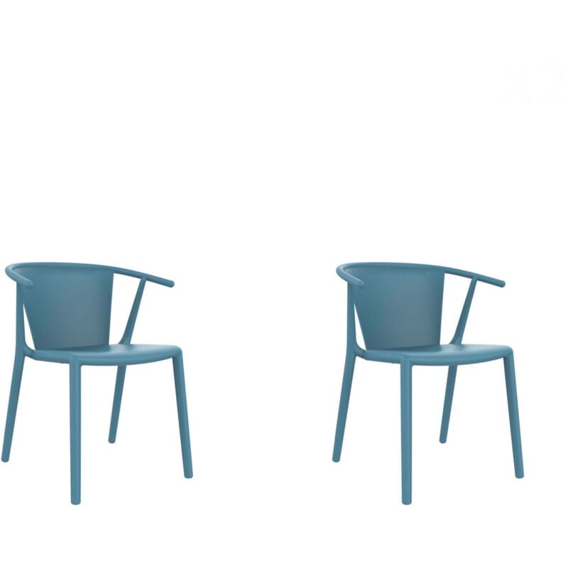 

set de 2 sillas de diseño Steely para interior, exterior, jardín - color azul retro - Resol