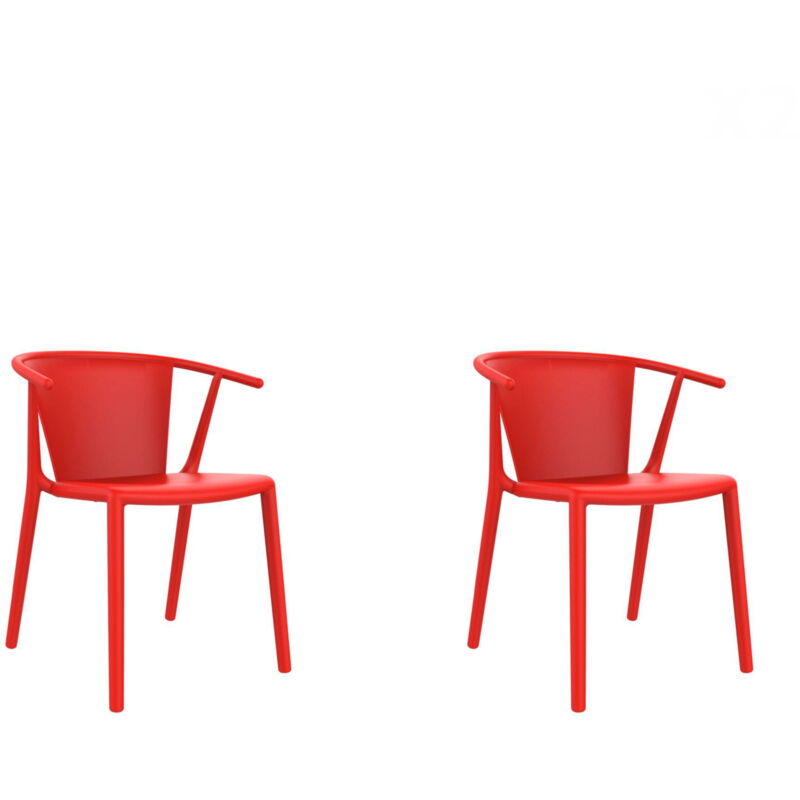 

set de 2 sillas de diseño Steely para interior, exterior, jardín - color rojo - Resol