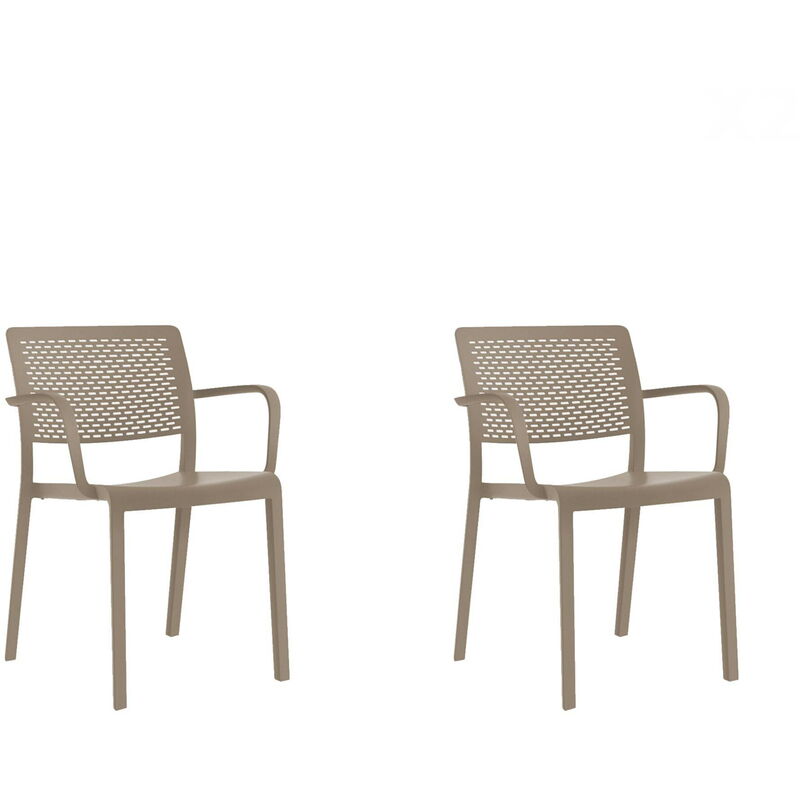 

resol set de 2 sillas con brazos de diseño Trama para interior, exterior, jardín - color arena