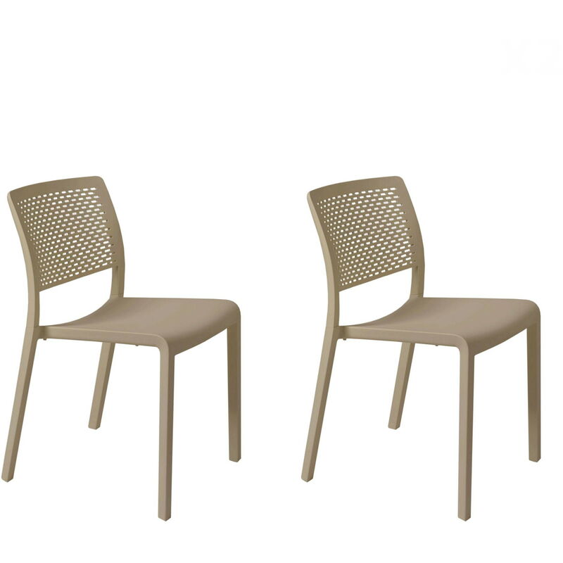 

set de 2 sillas de diseño Trama para interior, exterior, jardín - color arena - Resol