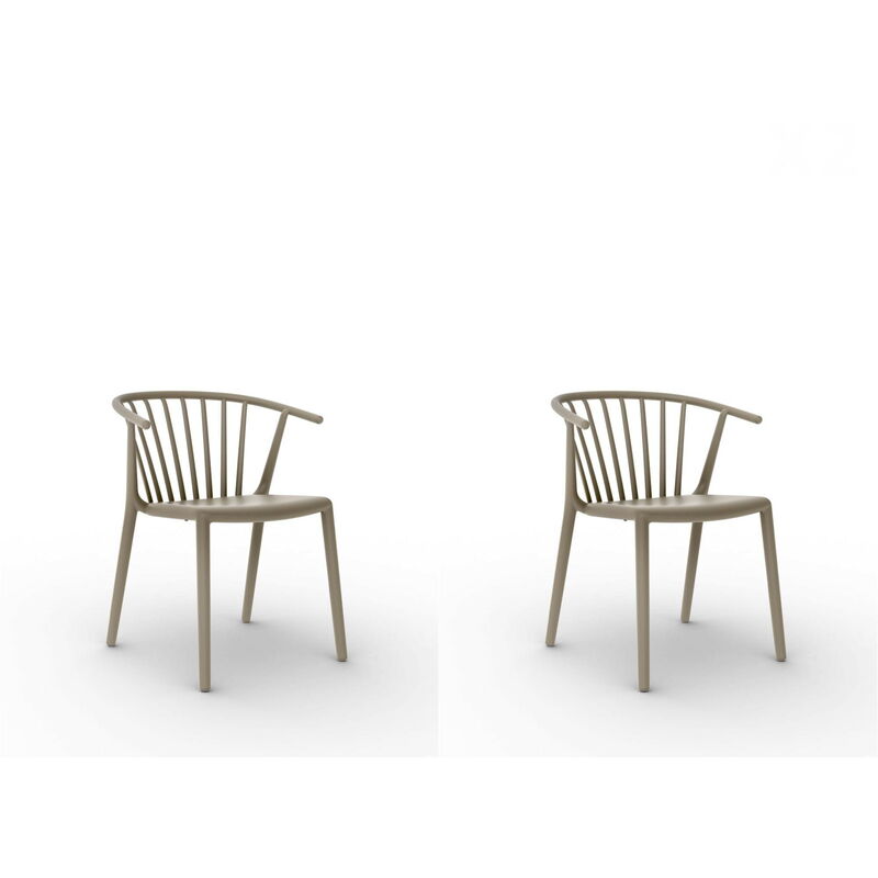 

set de 2 sillas de diseño Woody para interior, exterior, jardín - color arena - Resol