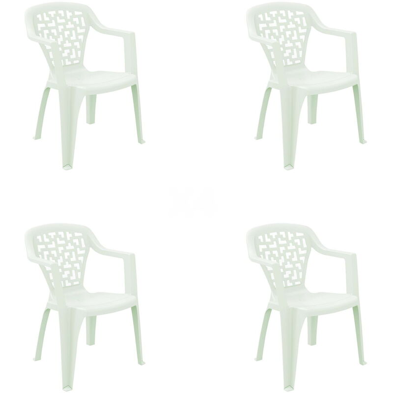 

set de 4 sillones de jardín exterior Creta - color blanco - Resol