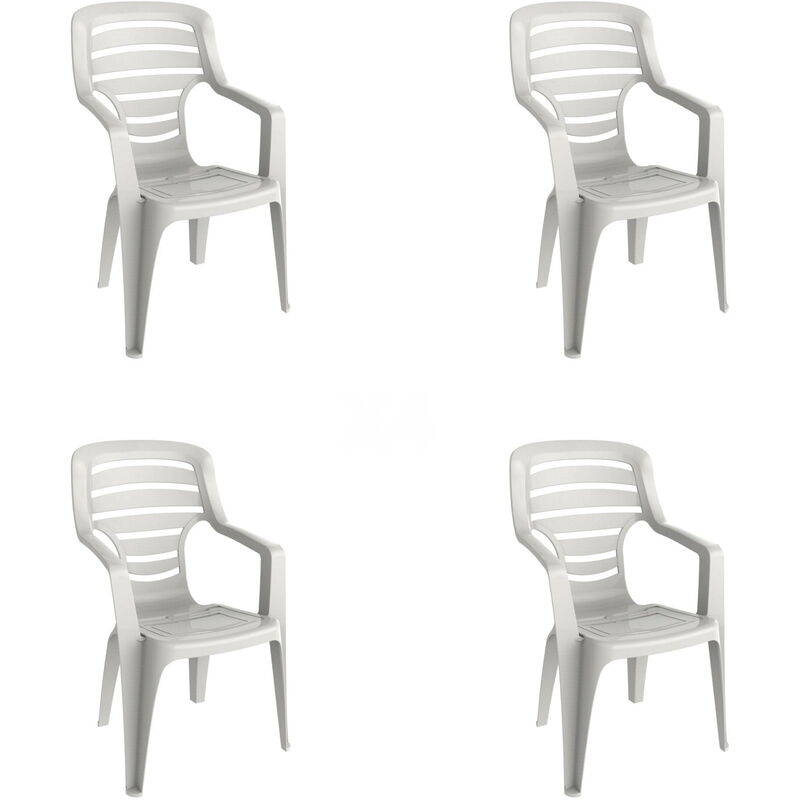 

set de 4 sillones de jardín exterior Pireo - color blanco - Resol
