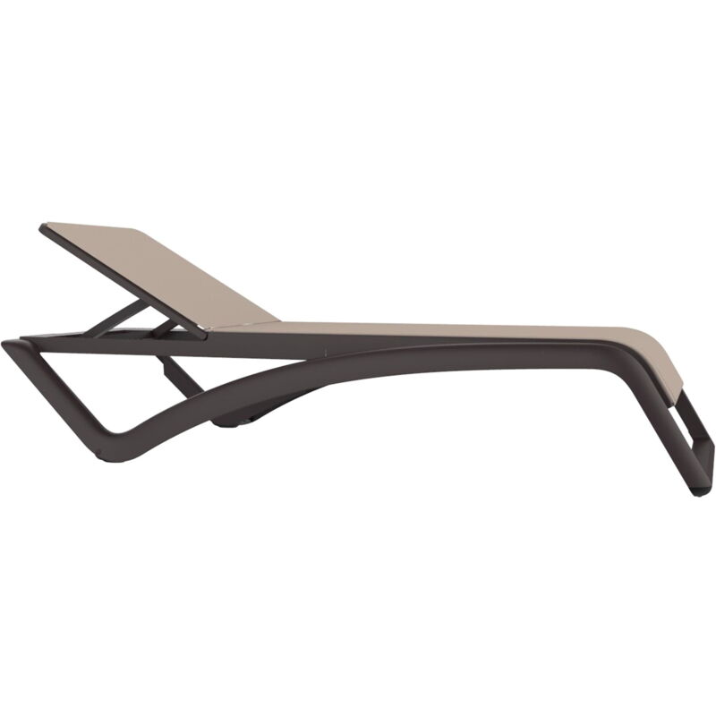 Sky club Chaise Longue Extérieur Structure Wengé - Textilène Beige - Set 2 - Resol