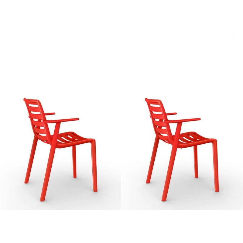 Slatkat Fauteuil Intérieur, Extérieur Set 2 Rouge - Resol