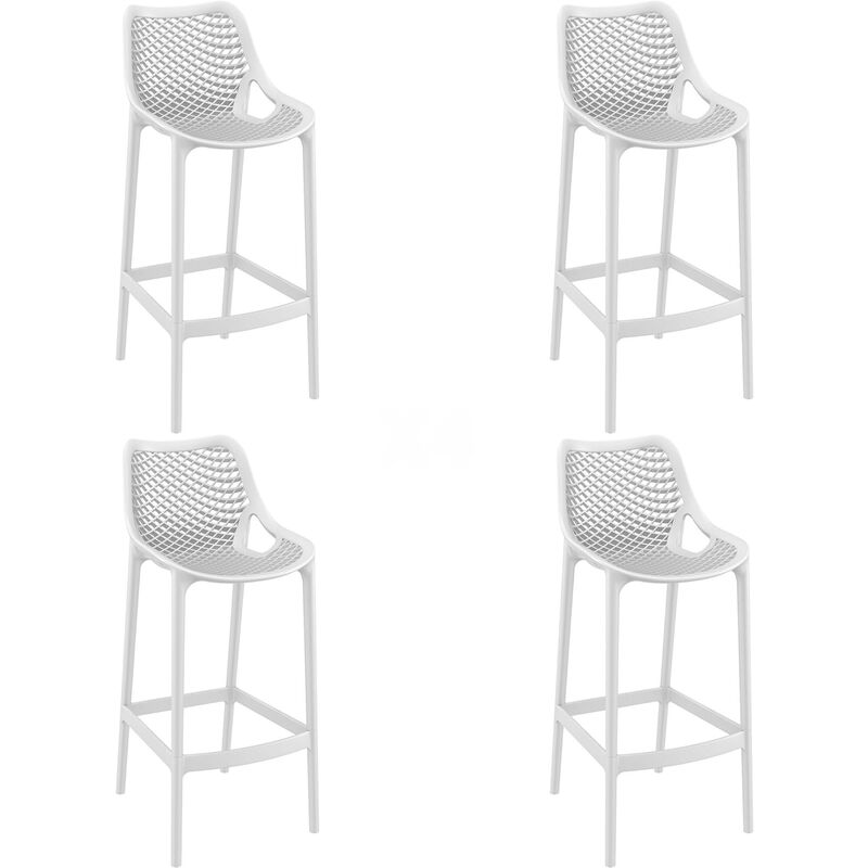 

set de 4 taburetes de diseño Grid 75 para interior, exterior, jardín - color blanco - Resol