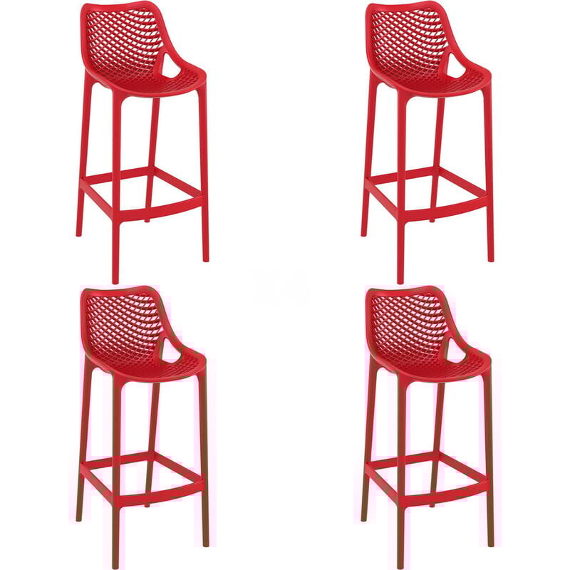 

resol set de 4 taburetes de diseño Grid 75 para interior, exterior, jardín - color rojo