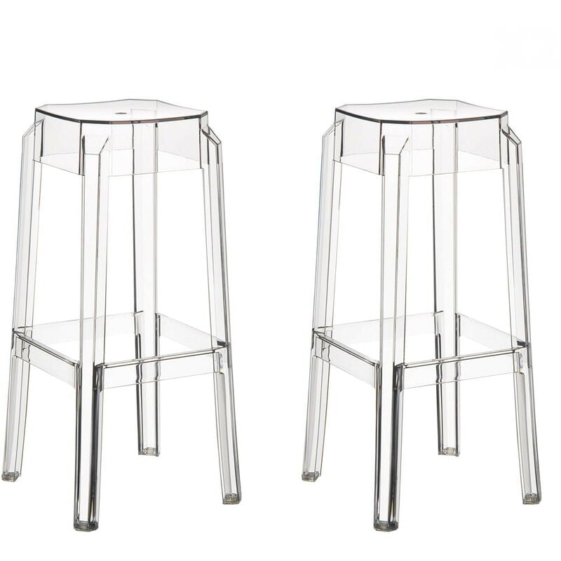 

set de 2 taburetes de diseño Darren para interior, exterior, jardín - color transparente - Resol