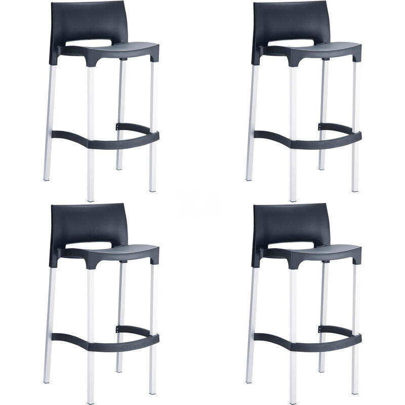 

set de 4 taburetes de diseño Rick para interior - color negro - Resol