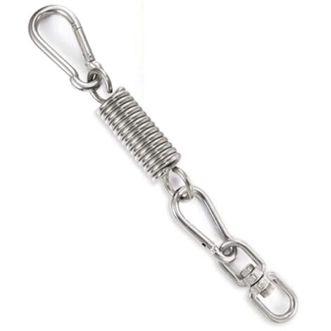 Resorte de suspensión de acero 150 kg Gancho para hamaca Silla colgante Cuerda de seguridad Dos mosquetones 1 pieza (Color: plateado) 13Treize