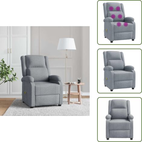 Respaldo ajustable - vidaXL Sillón de masaje tela gris claro - Asiento acolchado