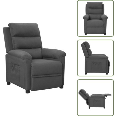 Respaldo ajustable - vidaXL Sillón reclinable de tela gris oscuro - Reposapiés ajustable