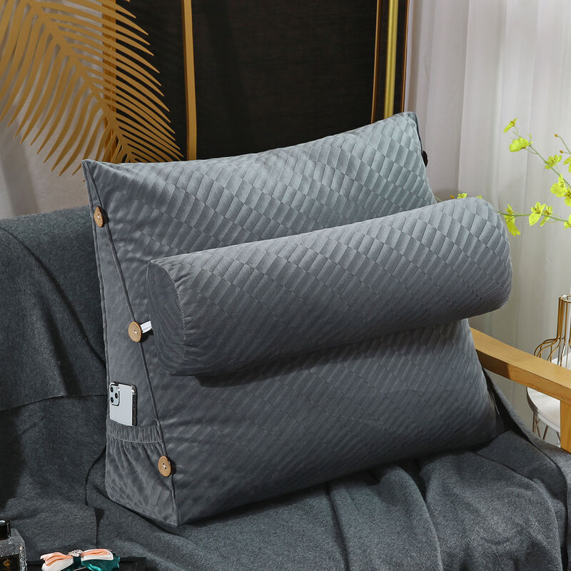 

Respaldo de Almohada Triangular, Cojín Lumbar con Almohada de Cabecera Suave (17.71 Pulgadas Gris Oscuro)