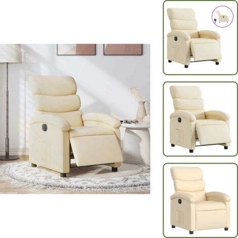 Respaldo eléctrico - vidaXL Sillón reclinable eléctrico de tela crema - Sillón de tela