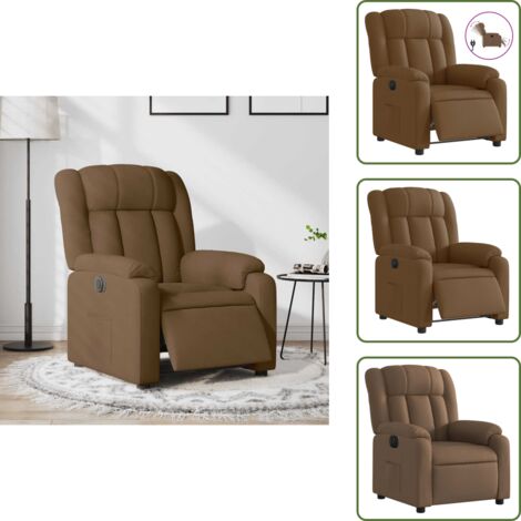 Respaldo eléctrico - vidaXL Sillón reclinable eléctrico de tela marrón - Sillón eléctrico