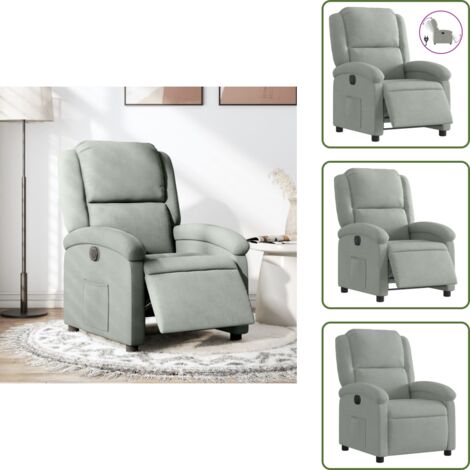 Respaldo eléctrico - vidaXL Sillón reclinable eléctrico de terciopelo gris claro - Terciopelo gris claro