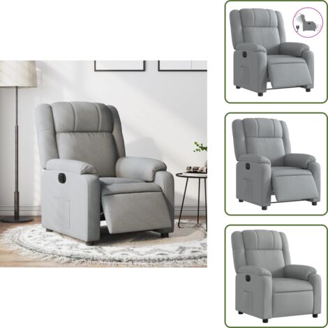 Respaldo eléctrico - vidaXL Sillón reclinable eléctrico tela gris claro - Motor eléctrico