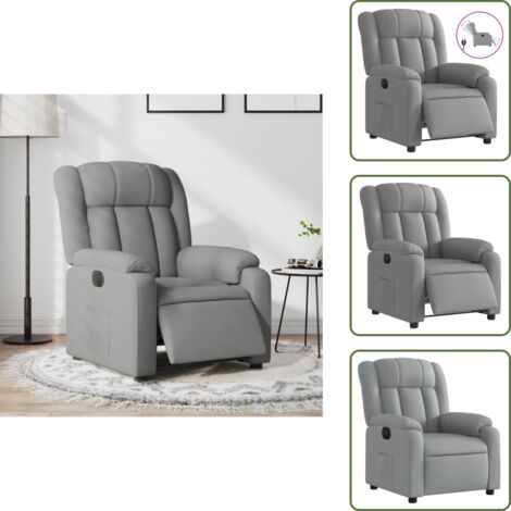 Respaldo eléctrico - vidaXL Sillón reclinable eléctrico tela gris claro - Motor eléctrico
