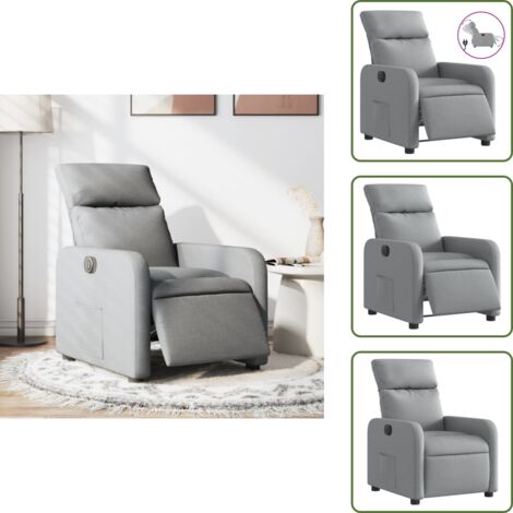 Respaldo eléctrico - vidaXL Sillón reclinable eléctrico tela gris claro - Sillón eléctrico